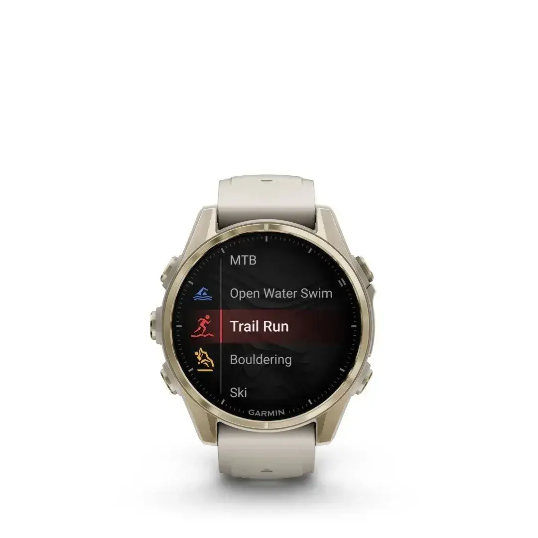 Garmin Fenix 8 AMOLED Sapphire Soft Gold Gray 43mm Minkštas auksas su pilku dirželiu
