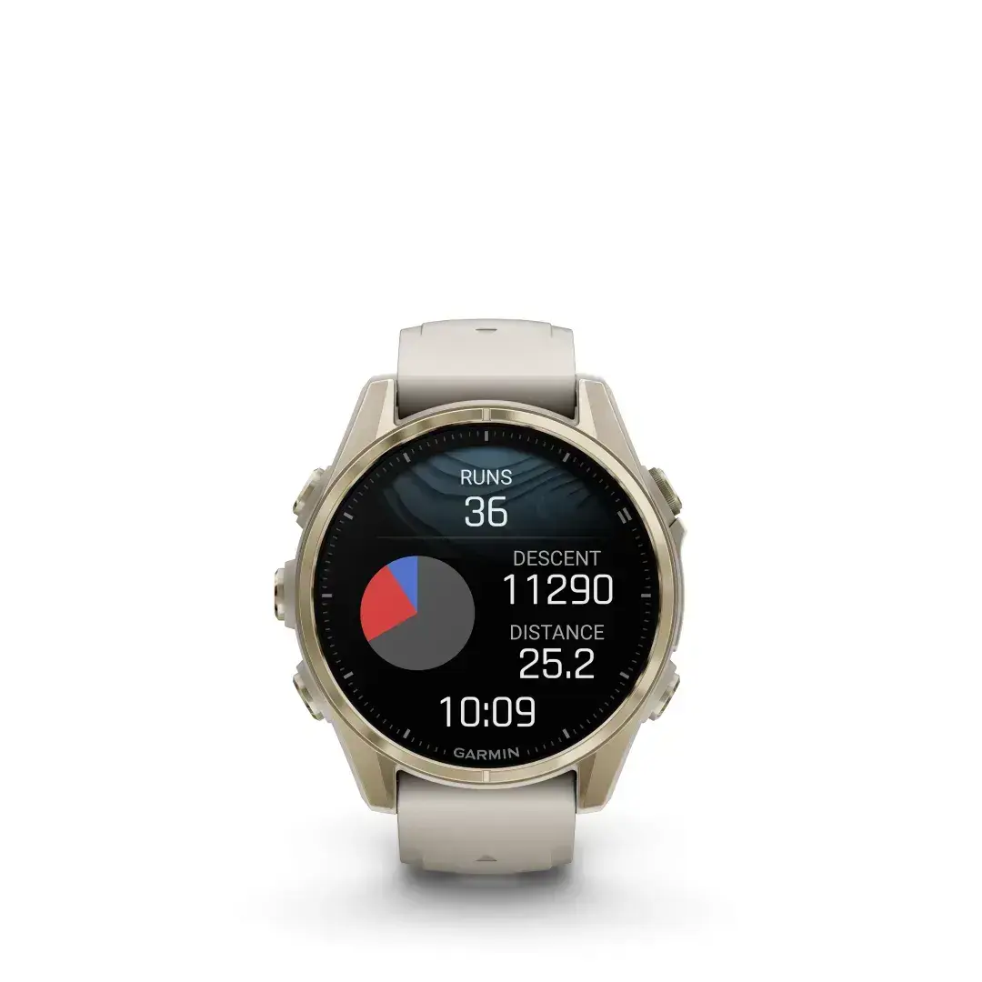 Garmin Fenix 8 AMOLED Sapphire Soft Gold Gray 43mm Minkštas auksas su pilku dirželiu