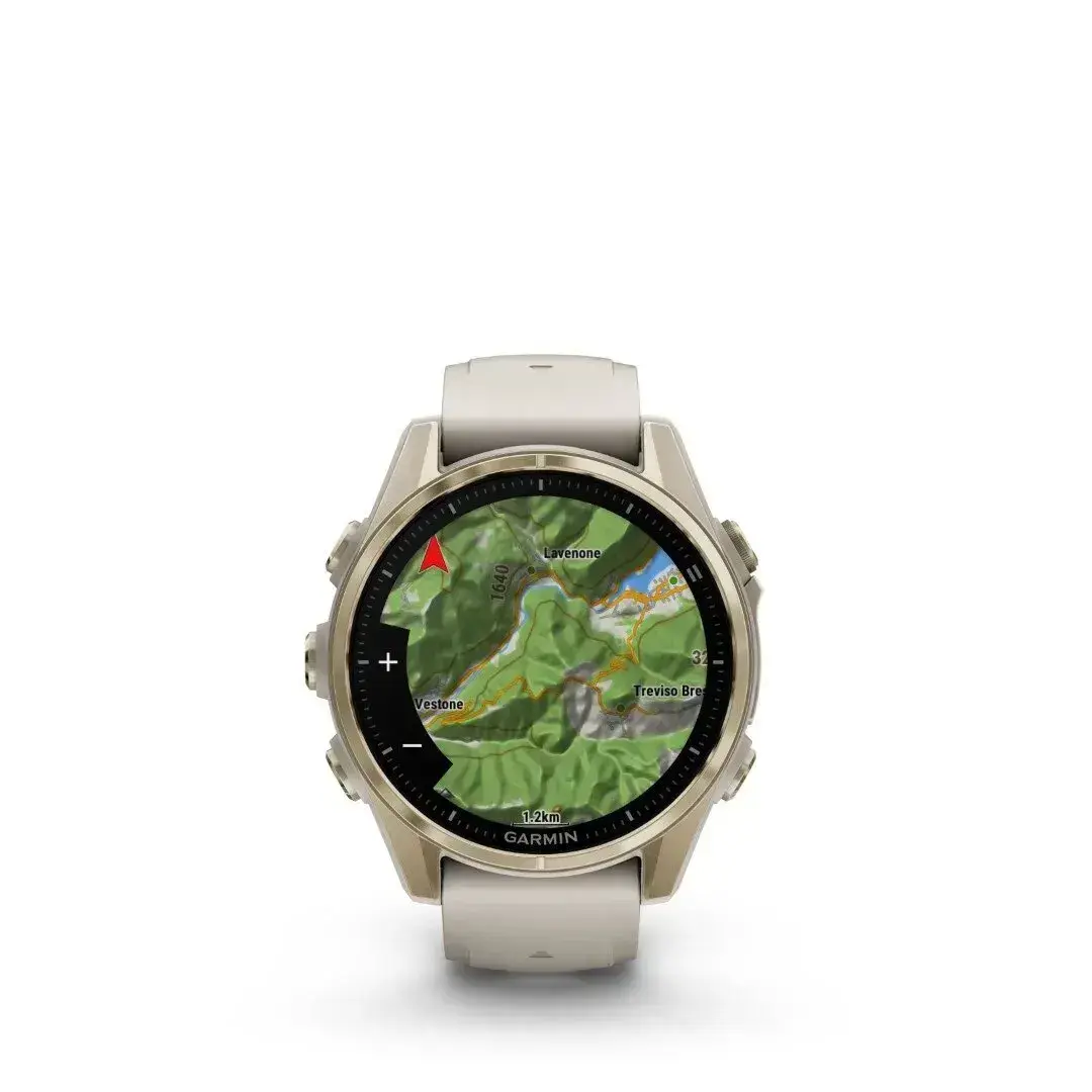 Garmin Fenix 8 AMOLED Sapphire Soft Gold Gray 43mm Minkštas auksas su pilku dirželiu