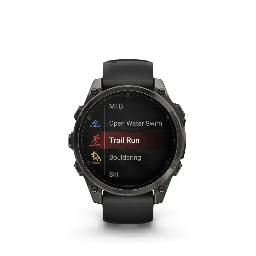Garmin Fenix 8 AMOLED Sapphire Carbon Gray Black 51mm Medžio anglies pilkumo DLC titano danga su juodu dirželiu 51 mm