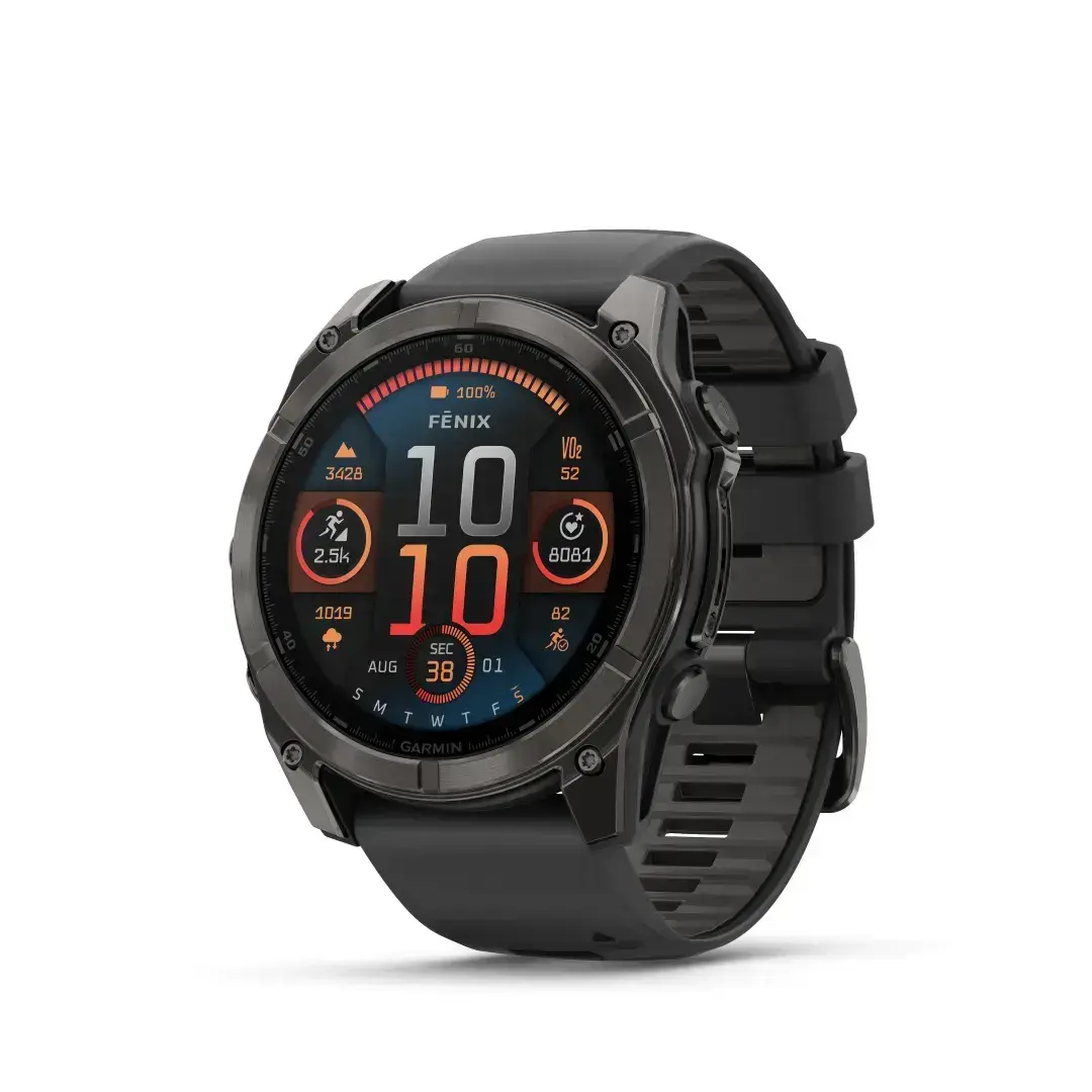 Garmin Fenix 8 AMOLED Sapphire Carbon Gray Black 51mm Medžio anglies pilkumo DLC titano danga su juodu dirželiu 51 mm