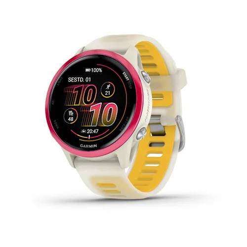 Garmin Forerunner 570 Raspberry 42mm Aviečių aliuminis su skaidriu kaulo/mango dirželiu
