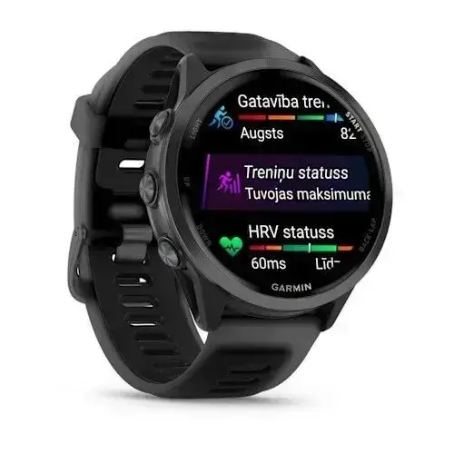 Garmin Forerunner 570 Slate Gray 47 mm Mėlynai pilkas aliuminis su skaidriu juodu/juodu dirželiu