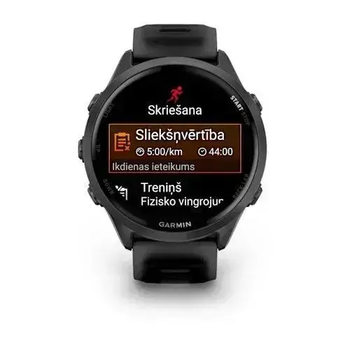Garmin Forerunner 570 Slate Gray 47 mm Mėlynai pilkas aliuminis su skaidriu juodu/juodu dirželiu