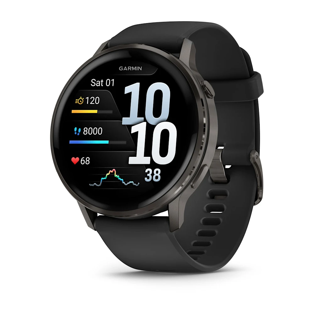Venu 4 Slate Black 45mm Zilganpelēka kopā ar Melna silikona pulksteņa siksniņa 45mm