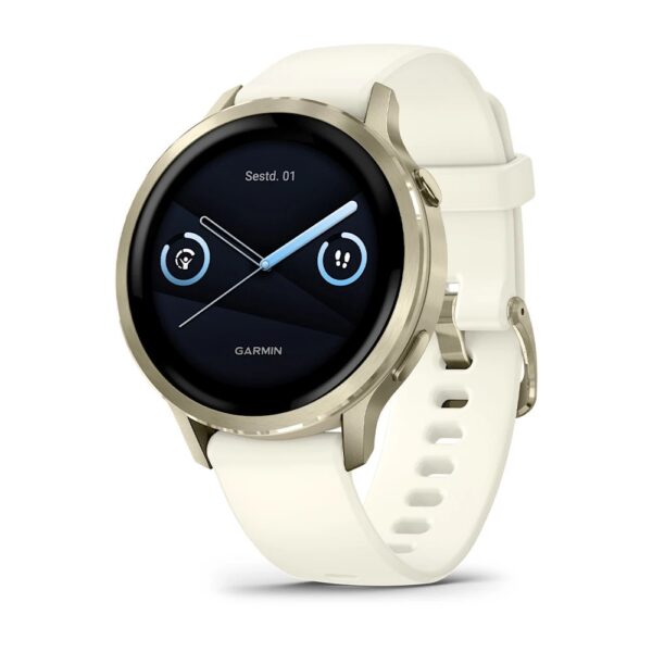 Venu 4 Lunar Gold 41mm Mēness zelta krāsā ar kaulu krāsas silikona siksniņu 41mm