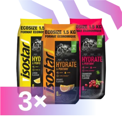 Isostar Hydrate & Perform Ecosize milteliai 1.5kg x3