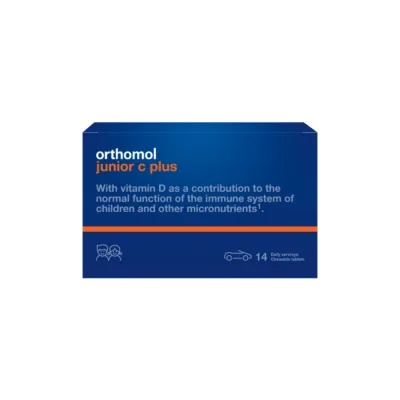 ORTHOMOL Junior C Plus, mandarinų-apelsinų skonio, 30 dienos dozių