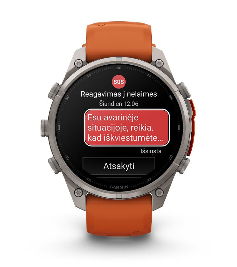 SOS ŽINUTĖS IR „GARMIN RESPONSE℠“ CENTRAS