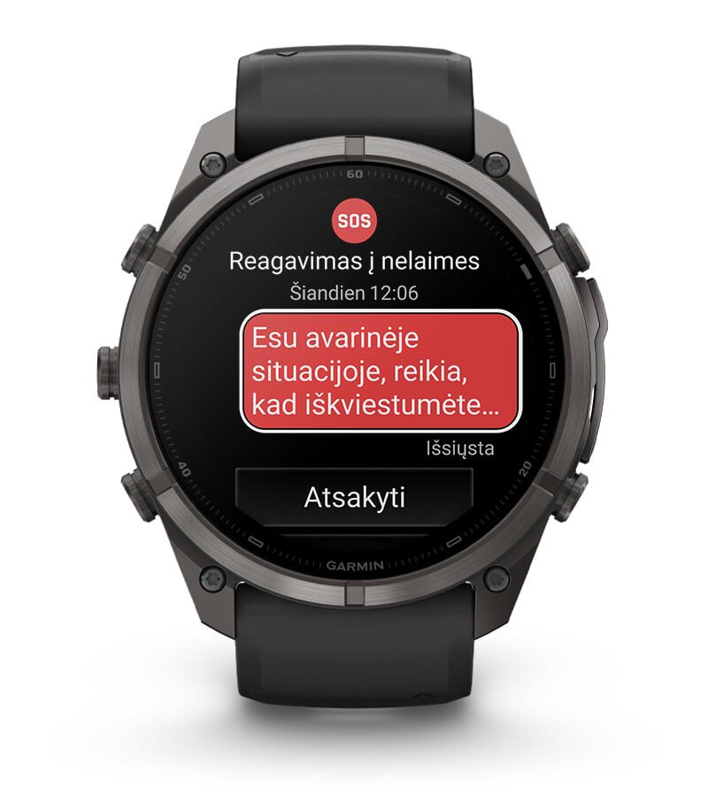 SOS ŽINUTĖS IR „GARMIN RESPONSE℠“ CENTRAS