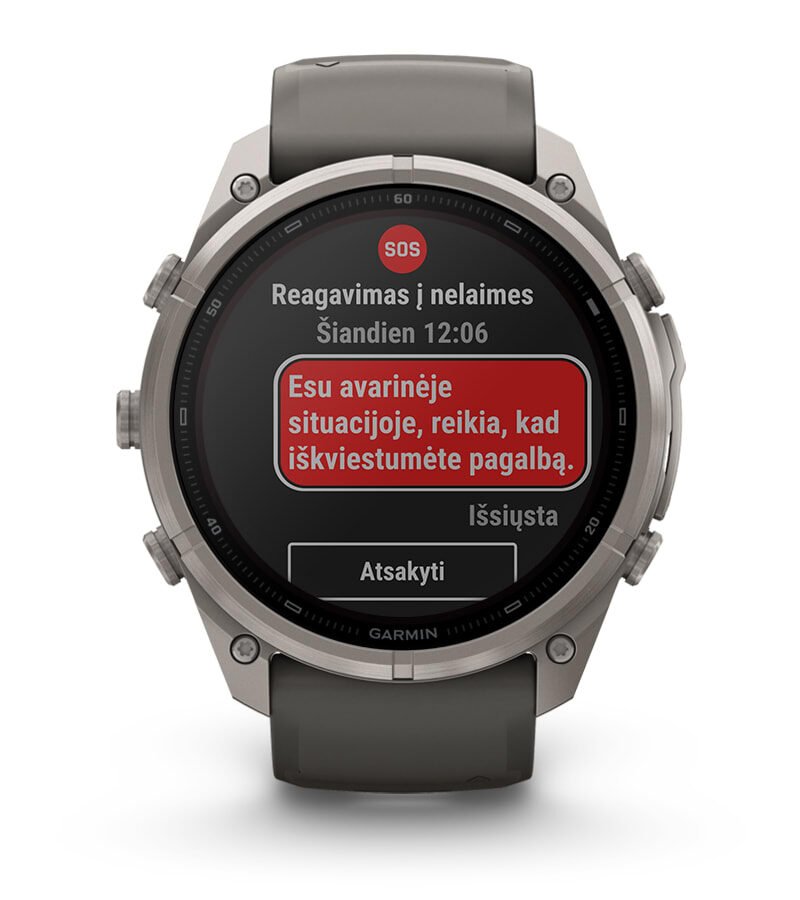SOS ŽINUTĖS IR „GARMIN RESPONSE℠“ CENTRAS