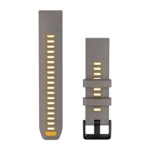 Garmin QuickFit 22 Watch Band Silver Gray / Yellow Flare Silicone
