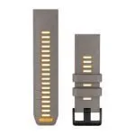 Garmin QuickFit 26 Watch Band Silver Grey / Yellow Flare Silicone Garmin QuickFit 26 Watch Band Silver Grey / Yellow Flare Silicone