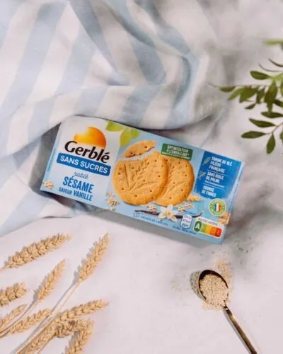 Gerblé sausainiai su sezamais ir vanile, be cukraus 132g