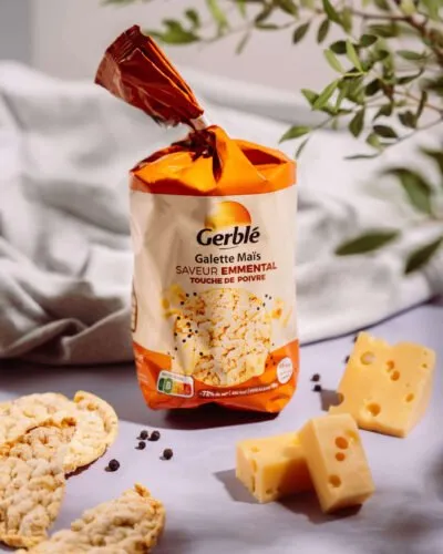 Gerblé kukurūzų galetės su sūrio skoniu ir pipirais 123,5g Gerblé kukurūzų galetės su sūrio skoniu ir pipirais 123,5g